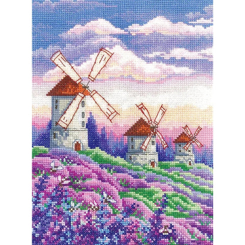 Cross Stitch Embroidery Kit with Windmill Landscape, Relaxing Craft Project, Decorative Picture, Andriana Maker
