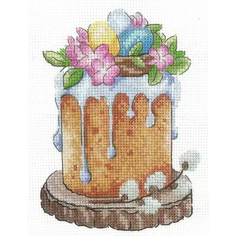 Spring Cake Cross Stitch Embroidery Kit, Decorative Kitchen or Dining Room Craft Project, Andriana, Handmade Needlework Set