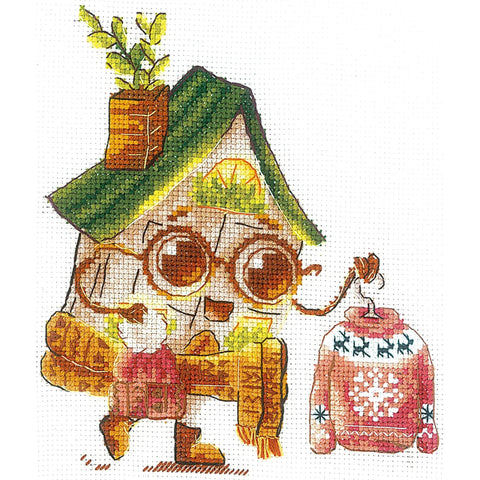 Cross Stitch Kit House Fashionista Design with Pattern and Threads, Modern Home Decor Motif, Andriana DIY Craft Project