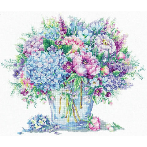 Cross Stitch Embroidery Kit, Summer Bouquet Floral Design by Andriana, Canvas, Threads, Needle and Pattern for Beginners and Advanced Makers