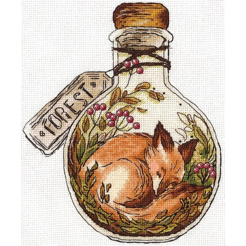 Cross Stitch Embroidery Kit with Forest Design, Pattern, Threads, Fabric, Needle and Instructions | Andriana