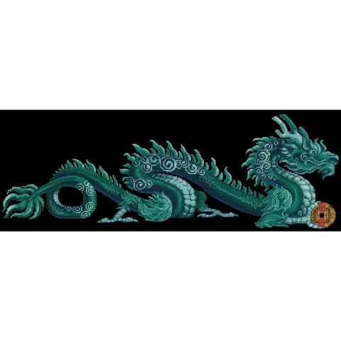 Cross Stitch Kit Jade Dragon Design, Andriana Embroidery Set for Beginners and Advanced Stitchers, Decorative Home Craft Project