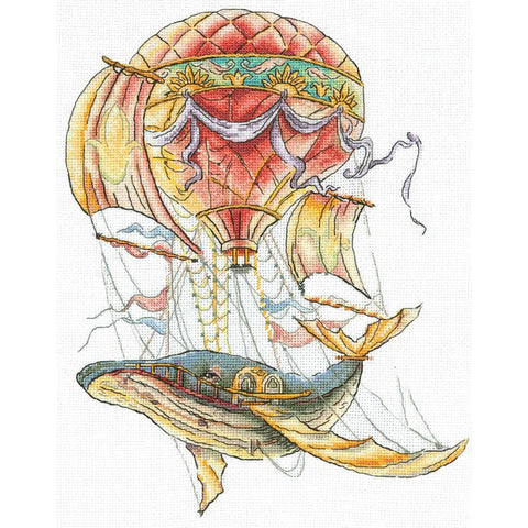 Whale Cross Stitch Kit, Counted Embroidery Pattern with Aida Canvas, Cotton Threads, Needle and Color Symbol Chart by Andriana