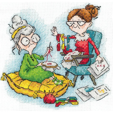 Cross Stitch Embroidery Kit, Embroidering Grandmothers Theme, Andriana, Nostalgic Home Decor Project for Beginners and Advanced Crafters