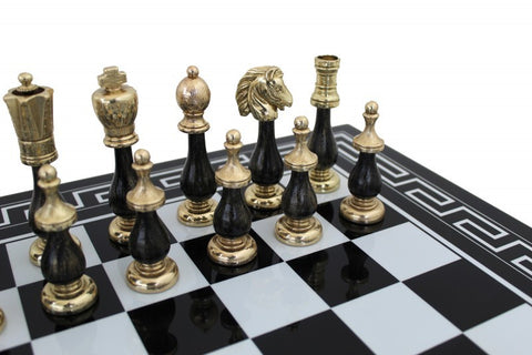 ARABESQUE: Unique Metal & Wood Chess Pieces with Lacquered Wood Chessboard