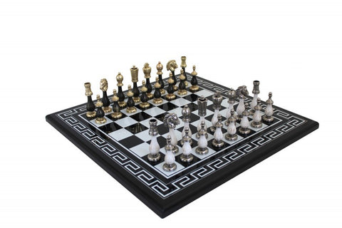 ARABESQUE: Unique Metal & Wood Chess Pieces with Lacquered Wood Chessboard