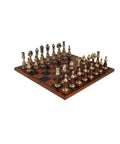 Arabic Style Metal/Wooden Chess Pieces with Brown/Black Leatherette Chessboard