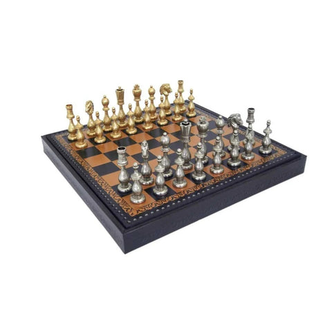 Arabic Style Metal Chess Set with Leatherette ChessBoard