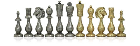 Arabic Style Metal Chess Set with Leatherette ChessBoard + CHECKER SET