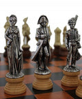 ARABIC STYLE: Metal & Wood Chess Pieces with Brown Leatherette Chessboard - Hobby.lt 🇬🇧