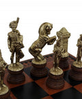 ARABIC STYLE: Metal & Wood Chess Pieces with Brown Leatherette Chessboard - Hobby.lt 🇬🇧