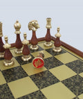 ARABIC STYLE SET: Metal & Wood Chess Pieces + Brass Effect Wooden Chessboard - Hobby.lt 🇬🇧