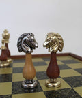 ARABIC STYLE SET: Metal & Wood Chess Pieces + Brass Effect Wooden Chessboard - Hobby.lt 🇬🇧