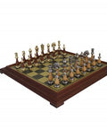 ARABIC STYLE SET: Metal & Wood Chess Pieces + Brass Effect Wooden Chessboard - Hobby.lt 🇬🇧