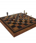 ARABIC STYLE SET: Metal & Wood Chess Pieces with Leatherette Chessboard/Box - Hobby.lt 🇬🇧