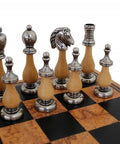 Arabic Style Wood & Metal Chess Set with Unique Chessboard - Hobby.lt 🇬🇧