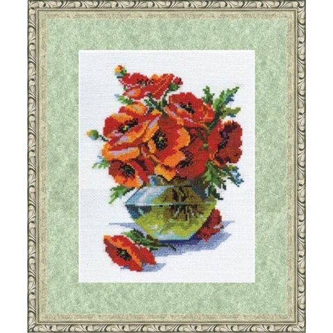 BR008 Poppies in a vase Cross Stitch Kit from Golden Fleece
