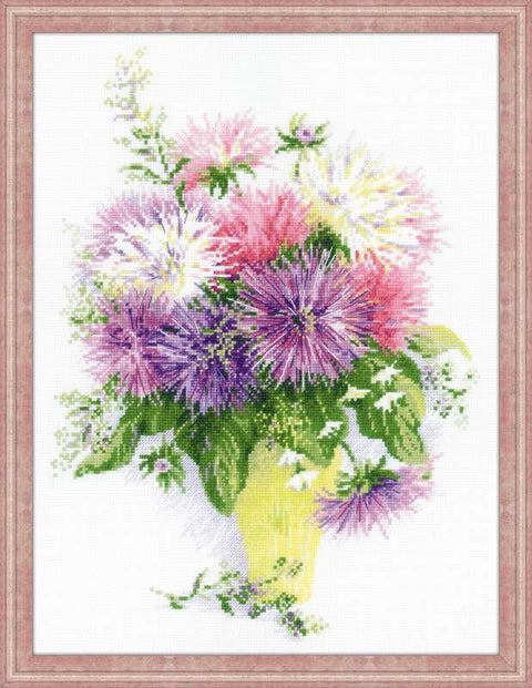 Asters - Cross Stitch Kit from RIOLIS Ref. no.:1389 - Hobby.lt 🇬🇧