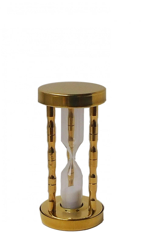 Gold Aluminum 3-Minute Hourglass Timer, Italian Made Luxury Desk Decor Gift