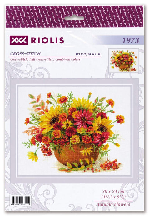 Autumn Flowers. Cross Stitch kit by RIOLIS Ref. no.: 1973 - Hobby.lt 🇬🇧