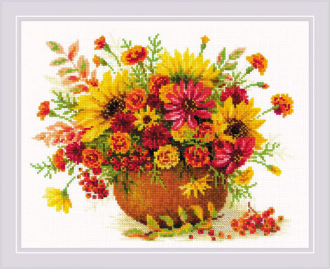 Autumn Flowers. Cross Stitch kit by RIOLIS Ref. no.: 1973 - Hobby.lt 🇬🇧