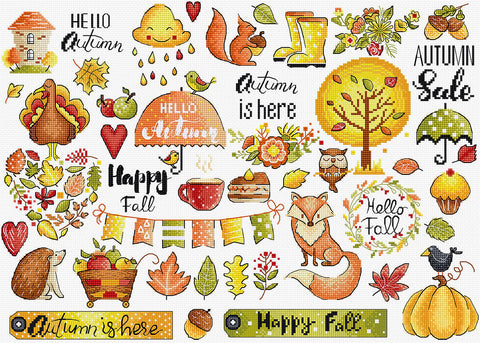 Siuvinėjimo rinkinys Autumn Sampler 38x27cm SLETIL8221