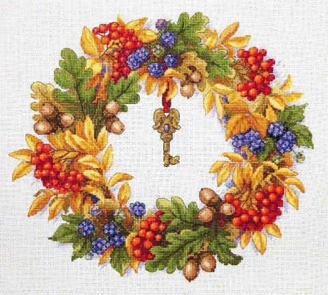 Autumn Wreath SK99 cross stitch kit by Merejka - Hobby.lt 🇬🇧