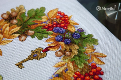 Autumn Wreath SK99 cross stitch kit by Merejka - Hobby.lt 🇬🇧