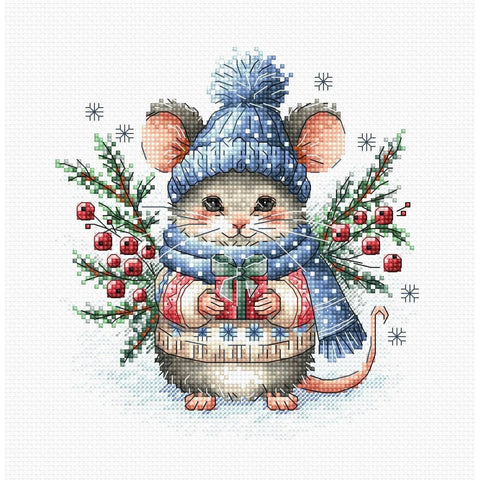 Christmas Cross Stitch Kit with 16 Count Aida Fabric, AVA Stitch, 29 Colors, 5.25 x 5.68 Inch Finished Design