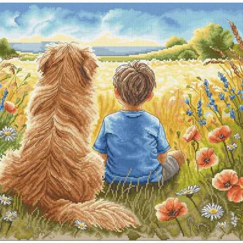 Best Friend Cross Stitch Kit, People-Themed Design, AVA Stitch, Aida 16, 53 Colors, 31.75 x 30.96 cm