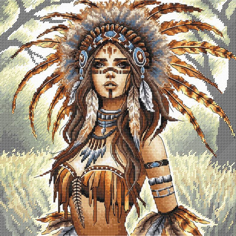 The Crowned Warrior Cross Stitch Kit, Detailed Design, 24.45 x 24.45 cm, Aida 16 ct, AVA Stitch