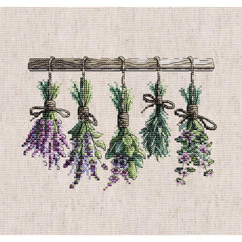 Botanical Branches and Flowers Cross Stitch Kit, AVA Stitch, Aida 14 ct, 31 Colors, 6.64 x 4.57 in Finished Size
