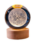 Illuminated decorative crystal ball on wooden base KKS - Moon - LED - USB