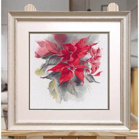Christmas Cross Stitch Embroidery Kit Poinsettia Oven