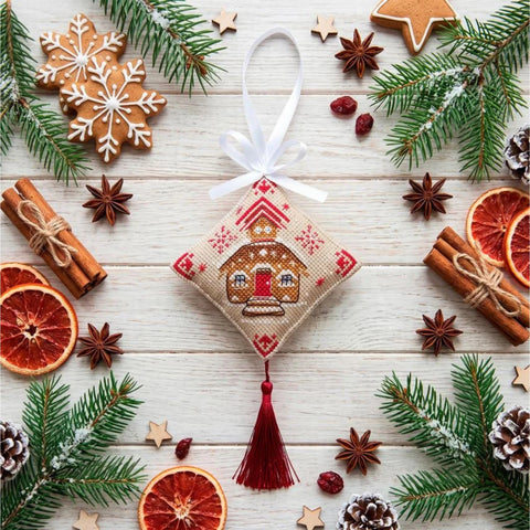 3D Christmas Cross Stitch Ornament Kit, Christmas Treat, Abris Art
