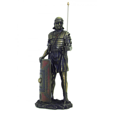 Roman Soldier Statue with Shield 36cm