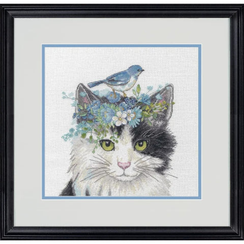 Dimensions Cross Stitch Kit, Cat with Floral Wreath