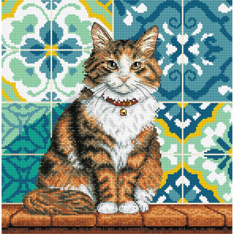 Cat in the Courtyard Cross Stitch Kit