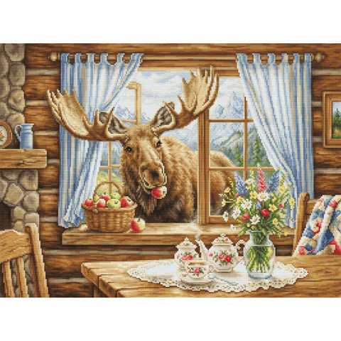 Petit Point Embroidery Kit Unexpected Cabin Guest, Luca-S