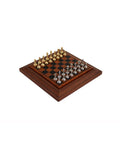 Gold and Silver Plated Metal Chess Set, Leather Board with Drawer, Italy