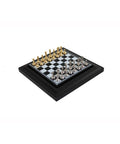 Gold and Silver Plated Metal Chess Set with Board Storage, 17x17 cm, Italy