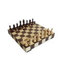 Handmade Walnut Maple Wooden Chess Set with Pieces and Storage, 36cm, Italy