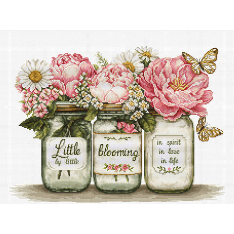 Little by Little Blooming Cross Stitch Kit, Luca-S
