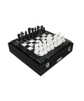 Handmade Marble Chess Set Black and White with Leather Case, Italian 30cm Board