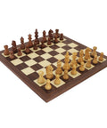 Handmade Wooden Chess Set, Weighted Acacia, Walnut Maple Board, 42cm Italy