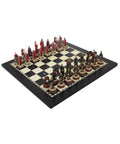 English vs Scots Historical Chess Set, Hand-Painted Resin, Walnut Board 40x40cm