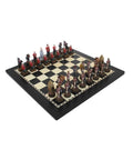 British vs Zulu Chess Set, Hand-Painted Resin, Walnut Board, 40 cm, Handmade