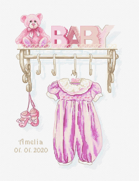 Baby Girl Birth SB1175 - Cross Stitch Kit - Hobby.lt 🇬🇧