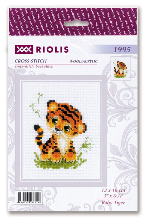 Baby Tiger cross stitch kit by RIOLIS Ref. no.: 1995 - Hobby.lt 🇬🇧