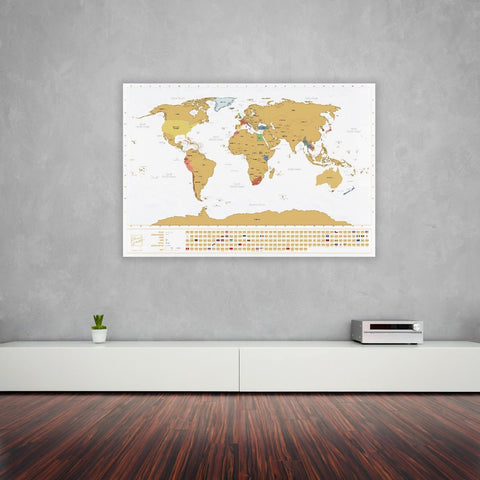 World (big) and USA (small) Scratch Maps Set (White)